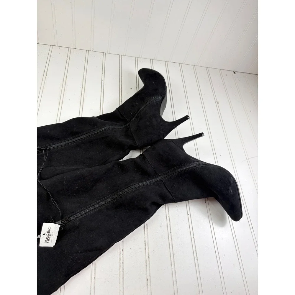 Mossimo Vintage Y2K Black Suede Over The Knee Stiletto Boots Women's Size 8 NWT